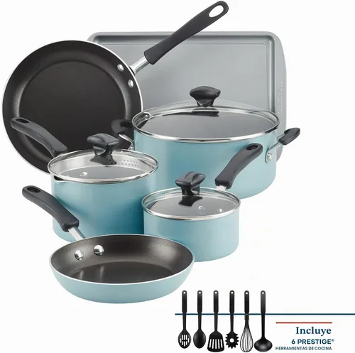 Vista 3 de Farberware Cookstart DiamondMax - Juego de utensilios de cocina, ollas y sartenes antiadherentes, aptos para lavavajillas, incluye bandeja