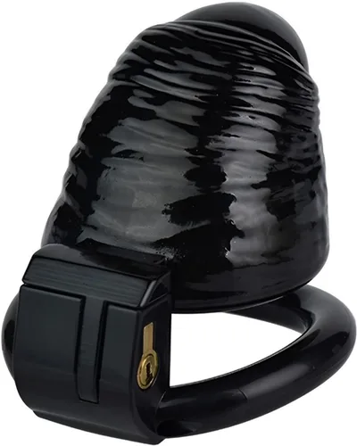 Vista 5 de Jaula de castidad masculina, dispositivo de castidad masculina, jaula de resina de nailon, consolador ergonómico de verosimilitud con 4 tamaños