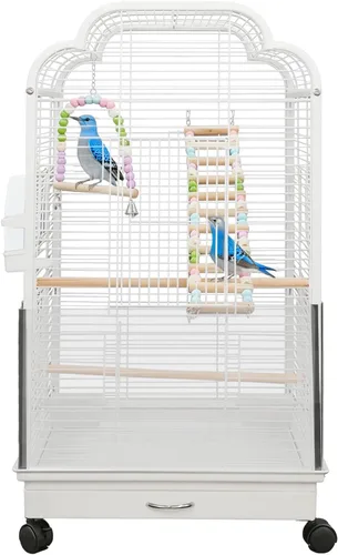 Vista 11 de 38in Rolling Bird Cages with Wheels and Pull-Out Tray(White)