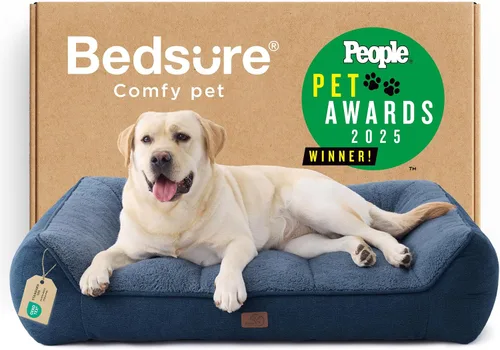Vista 35 de Bedsure Cama ortopédica para perros de tamaño mediano, camas extra gruesas de apoyo para perros medianos con funda impermeable lavable, cómodo sofá