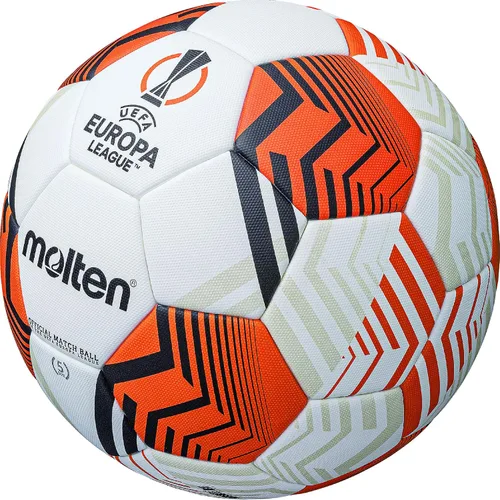 Vista 2 de Molten UEFA Europa League UEL - Balón de fútbol oficial UEL, color blanco/naranja/negro, modelo: 5000 'Match Ball', talla 5
