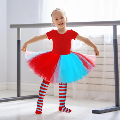 Vista 7 de Zhanmai 5 Layered Tutu Skirt for Kids Tulle Tutu Skirt with Tube Socks Princess Runners Costumes Cosplay for Girls Kids