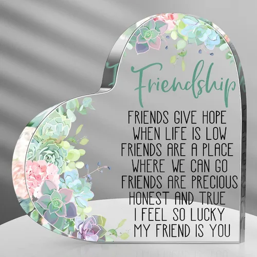 Vista 12 de Spiareal Regalo para Amiga Amistad Mujeres Amiga Amistad Cumpleaños Regalo de Ánimo Corazón de Acrílico Mariposa Recuerdo Pisapapeles para Casa