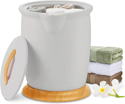 Vista 11 de WELLHUT Calentador de toallas calientes de 21 litros, calentadores de toallas de baño con soporte para fragancia, función de aislamiento, Gris