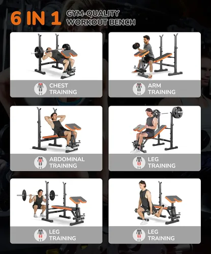 Vista 12 de Juego de banco de pesas multifunción todo en 1, multiposiciones, para levantamiento de pesas, banco de entrenamiento, banco plegable para gimnasio