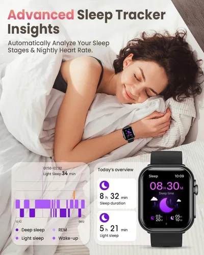 Vista 5 de Reloj inteligente para mujeres y hombres Fitness: 1.85 "Reloj inteligente con 30 días+duración de la batería hace/recibe llamada, frecuencia