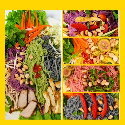 Vista 6 de TANISA 3 paquetes de fideos de arroz Vercimelli vegetales, 5 colores naturalmente vegetales, fideos de arroz finos, fideos sin gluten, sin OMG, sin