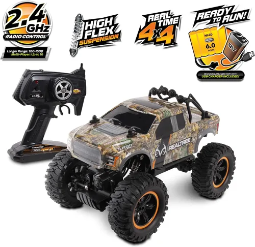 Vista 3 de NKOK Realtree 4x4 Off Road Rock Crawler 2.4GHz escala 1/14 R/C (RTR) Ford F-150 Raptor, baterías y cargador incluidos, cuerpo resistente está listo