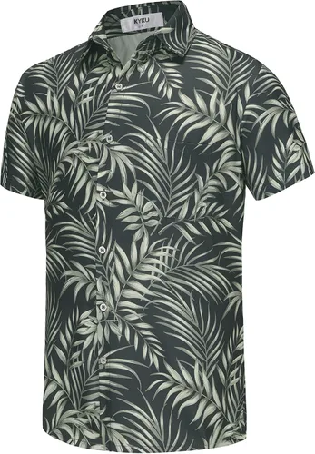 Vista 8 de KYKU Hawaiian Shirt for Men: Tropical Summer Beach Short Sleeve Button Down Shirt with Pocket