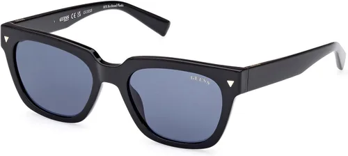 Vista 2 de GUESS Gafas de sol originales con logotipo cuadrado, Negro brillanteazul