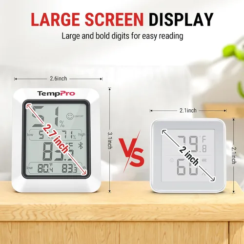 Vista 8 de TempPro TempAir - Termómetro higrómetro Bluetooth para invernadero de hasta 260 pies Room Indoor Thermometer Humidity Monitor, Humidity Meter