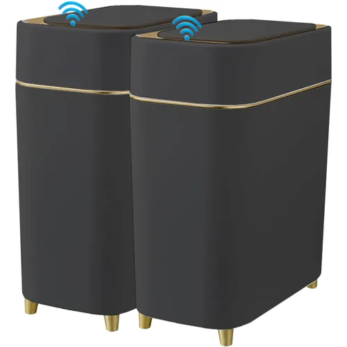 Vista 10 de Yatmung Basurero automático de baño con tapa sin contacto, cubo de basura delgado con sensor de movimiento, baño, dormitorio, cocina, cuarto