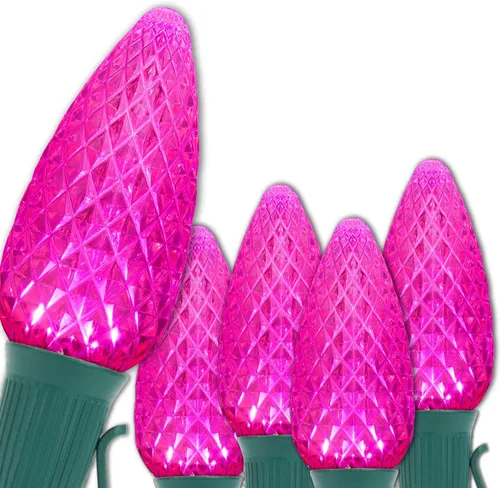 Vista 24 de Wintergreen Lighting 25 C9 OptiCore - Luces LED de Navidad para exteriores de alta resistencia, tira de luces de Navidad comerciales; cable verde