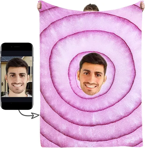 Vista 15 de Manta de Fotos Personalizada, Tema de Vacaciones con Rostro Personalizado, Diseño Divertido Ultra Suave y Acogedora, Manta Decorativa Personalizada