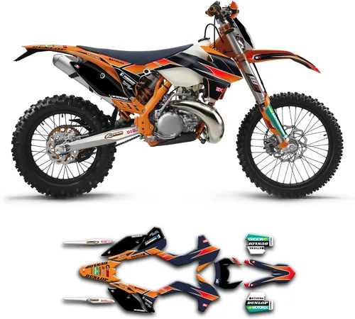 Vista 31 de Kit de calcomanías personalizadas para 125 200 250 300 350 450 500 EXC EXC-F XCW XC-W XCF-W 2014 2015, negro y azul, KTEXCW1416001-KR