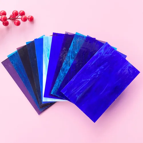 Vista 3 de ILLUCKAI 12 hojas de vidrieras fusibles COE 96, suministros de vidrio fundido de 4 x 6 pulgadas, selección azul y morado, suministros de fusión