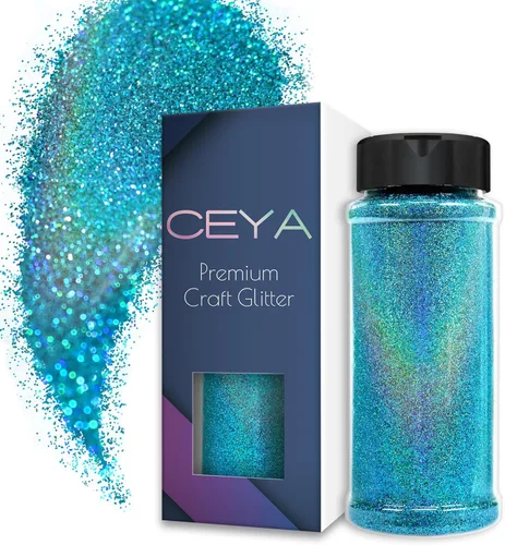 Vista 16 de Ceya - Polvo de purpurina holográfica ultra fina, 1.1 LB/17.63 OZ, color negro láser, 1/128' 0.008' 0.2mm, en masa para manualidades, resina, vasos