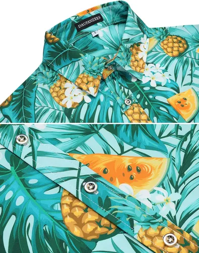 Vista 4 de Daupanzees - Camisa hawaiana de manga corta con botones para hombre