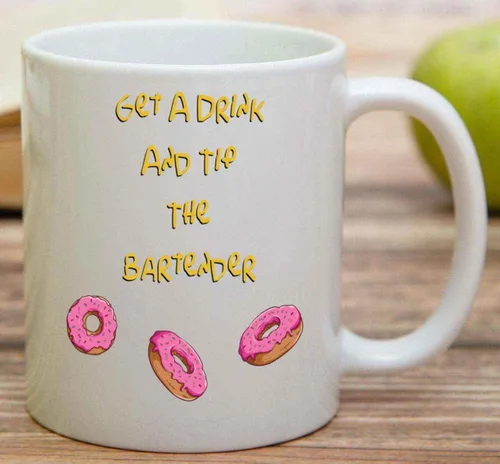 Vista 5 de Drinking-themed Gift for Party Lovers, Ideal for Fathers on Their Retirement Party Quality Alcohol, Beer & Drunk Tips Quote on 11 Oz White Ceramic