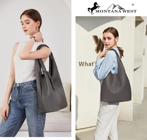 Vista 2 de Montana West Hobo Bags for Women Designer Top Handle Purses Ladies Shoulder Handbag Set