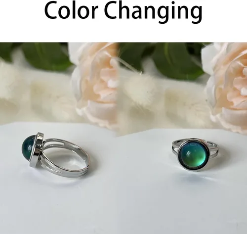 Vista 4 de AINILOVE Anillo que cambia de color con detección de temperatura, tortuga, delfín, ballena, pingüino, animal, estado de ánimo, para niñas, fiesta
