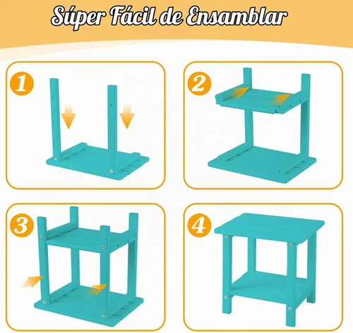Vista 6 de Apolimi Mesa auxiliar de patio Adirondack, mesa auxiliar de patio resistente a la intemperie de 2 niveles, mesa auxiliar sólida de 16.5" para patio