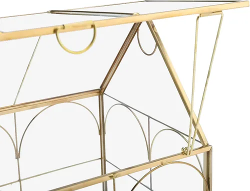 Vista 3 de HighFree Terrario geométrico para plantas con tapa, kit de terrario para suculentas para exhibición, plantas de aire, suculentas, terrario en Dorado