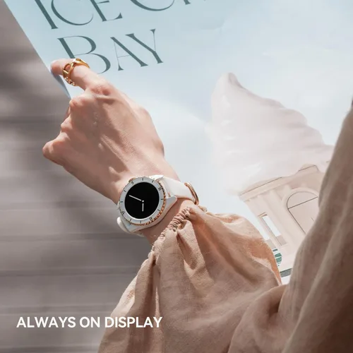 Vista 6 de Oyster Mini - Reloj inteligente Bluetooth de 1.1 pulgadas para mujer, pantalla AMOLED siempre encendida, bisel giratorio, rastreador de actividad