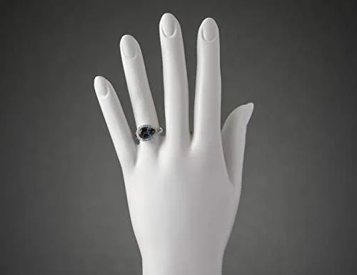 Vista 3 de Peora 4.02 quilates creado Alejandrita y anillo de diamantes cultivados en laboratorio, oro blanco de 14 quilates, forma de pera que cambia