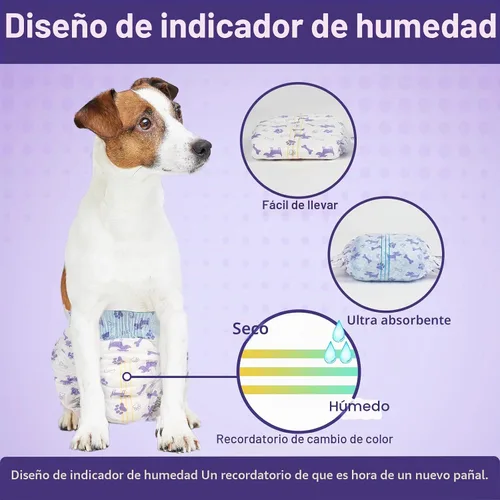 Vista 3 de Pet Soft Pañales desechables para perras – Pañales desechables para perritos con indicador de humedad, pañal para cachorros y gatos súper