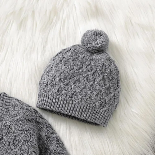 Vista 4 de Suéter de punto para bebé recién nacido, de manga larga, con gorro cálido