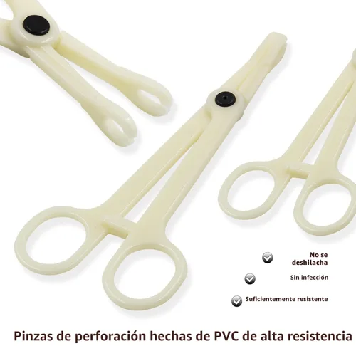 Vista 2 de Rayyl Juego de herramientas para piercing corporal - Kit de piercing de 42 piezas con agujas de piercing de 12G 14G 16G 18G 20G, pinzas de piercing