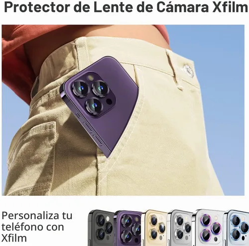 Vista 5 de Protector de lente de cámara Bling para iPhone 14 Pro/14 Pro Max, dureza 9H a prueba de rayones, protector de anillo individual de metal, accesorios