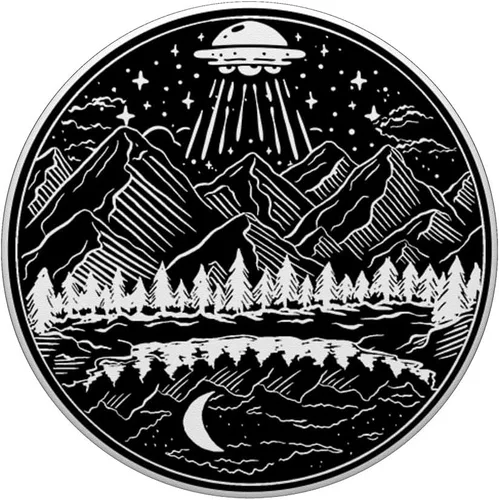 Vista 3 de Galaxia OVNI Abducción Espacio Astronauta Naturaleza Lago Luna Alien PopSockets Estándar PopGrip
