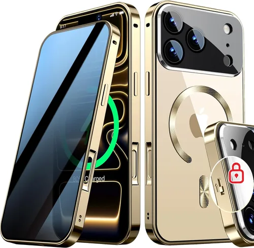 Vista 10 de Funda magnética de privacidad para iPhone 13 Pro, protección completa de la cámara, color negro [Mechanical Lock][Compatible with MagSafe]