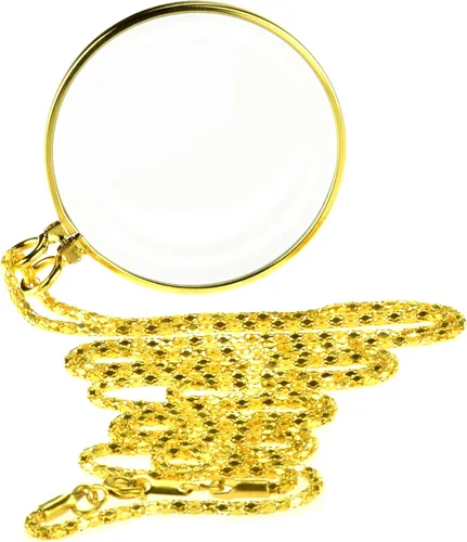 Vista 3 de SE 5.5x Lupa colgante con collar de cadena de oro de 36" - MG2015G