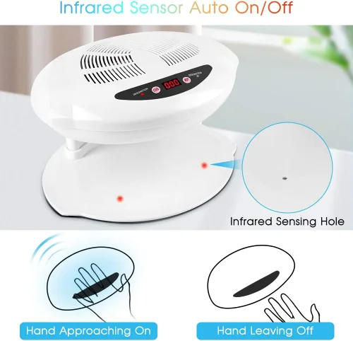 Vista 3 de Ejoyous Secador de esmalte de uñas para manos y pies, soplado de aire frío/cálido 2 en 1, LED, blanco