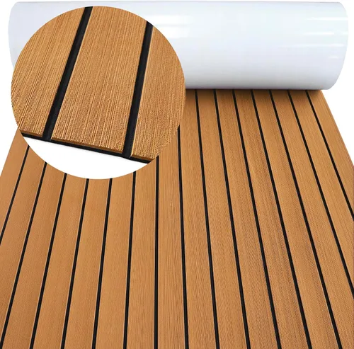 Vista 11 de Alfombra de espuma EVA para cubierta de 94 x 45/35/16 de teca sintética, antideslizante, autoadhesiva, tapete de espuma para lanchas de motor