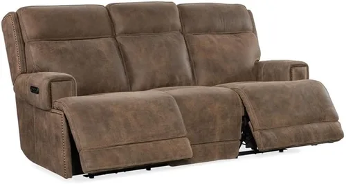 Vista 5 de Hooker Furniture Wheeler Sofá eléctrico de cuero con reposacabezas eléctrico en marrón