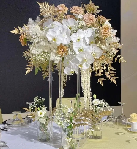 Vista 2 de 10 jarrones acrílicos de 23.62 pulgadas, centro de mesa, decoración de mesa, soporte de flores para centros de mesa de boda para mesas
