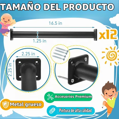 Vista 2 de Dunzy Paquete de 12 Barras para Monkey Bars Accesorios para Columpios Varillas Peldaños de Escalera para Juegos Kit de Herrajes Barras de Mono
