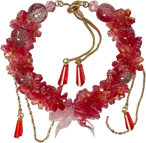 Vista 8 de Pulsera de la suerte de circonita con cuentas de cristal rojo y blanco morado para mujer Cadena de aleación ajustable de 7.9-11.8 in, lista