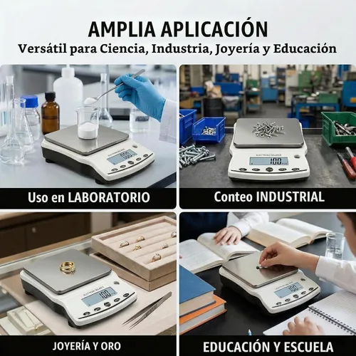 Vista 8 de RESHY Báscula de laboratorio de 176.37 oz x 0.00 oz, balanza analítica digital de alta precisión con pesas de calibración, escala de gramo