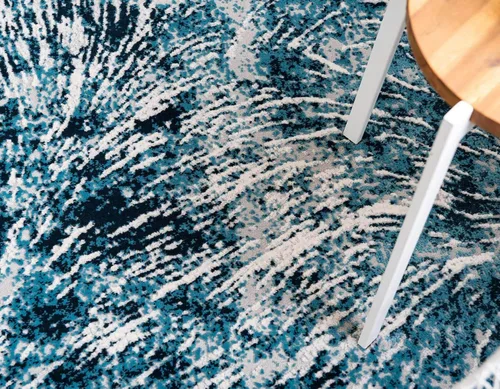 Vista 6 de Unique Loom Oasis Collection - Alfombra de área moderna, de pelo alto y bajo, envejecida, vintage, abstracta (2' 0 x 3' 0, rectangular, azul/gris)