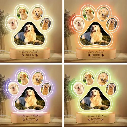 Vista 2 de LOVELYPOD Luz nocturna personalizada con foto de perro, regalo conmemorativo para perros, placa conmemorativa para mascotas, regalo de foto