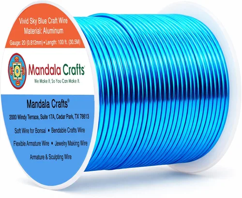 Vista 395 de Mandala Crafts - Alambre de aluminio anodizado de calibre 22 para hacer joyas - 137.2 m de alambre flexible surtido y coloreado - Doble para bonsái