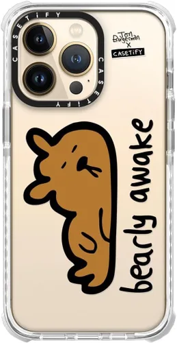 Vista 6 de CASETiFY Funda Ultra Impact para iPhone 13 Pro - Bearly Awake - Clear Frost