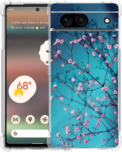 Vista 17 de Funda para Google Pixel 7a, diseño de mariposas azules, rosas, protección contra caídas, a prueba de golpes, TPU de cuerpo completo, resistente a