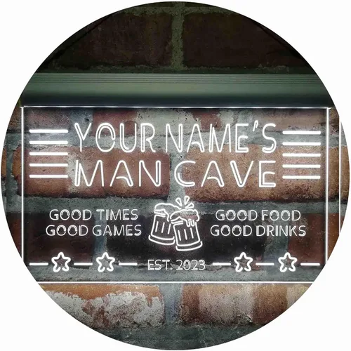 Vista 13 de ADVPRO Letrero de neón LED personalizado con texto en inglés "Man Cave Home Bar Est. Year Single Color LED Neon Sign 12 x 8.5" st4s32-x0012a-tm-b