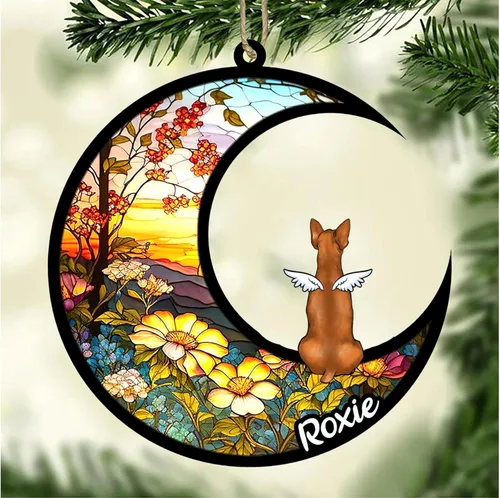 Vista 288 de LOVELYPOD Adorno de Navidad personalizado para perro Basset Hound (marrón) Basset Hound (marrón) adorno para atrapasoles de perro, razas de perros
